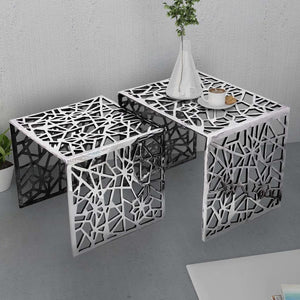 vidaXL Side Tables 2 pcs. Square Silver Aluminum