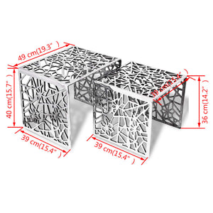 vidaXL Side Tables 2 pcs. Square Silver Aluminum