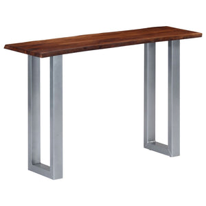 vidaXL Console Table 115x35x76 cm Solid Acacia Wood and Iron