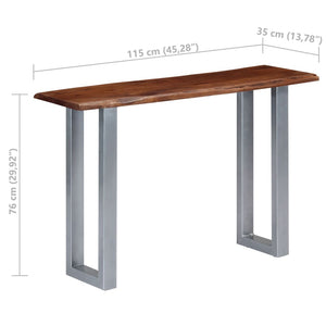 vidaXL Console Table 115x35x76 cm Solid Acacia Wood and Iron