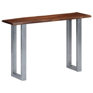 vidaXL Console Table 115x35x76 cm Solid Acacia Wood and Iron