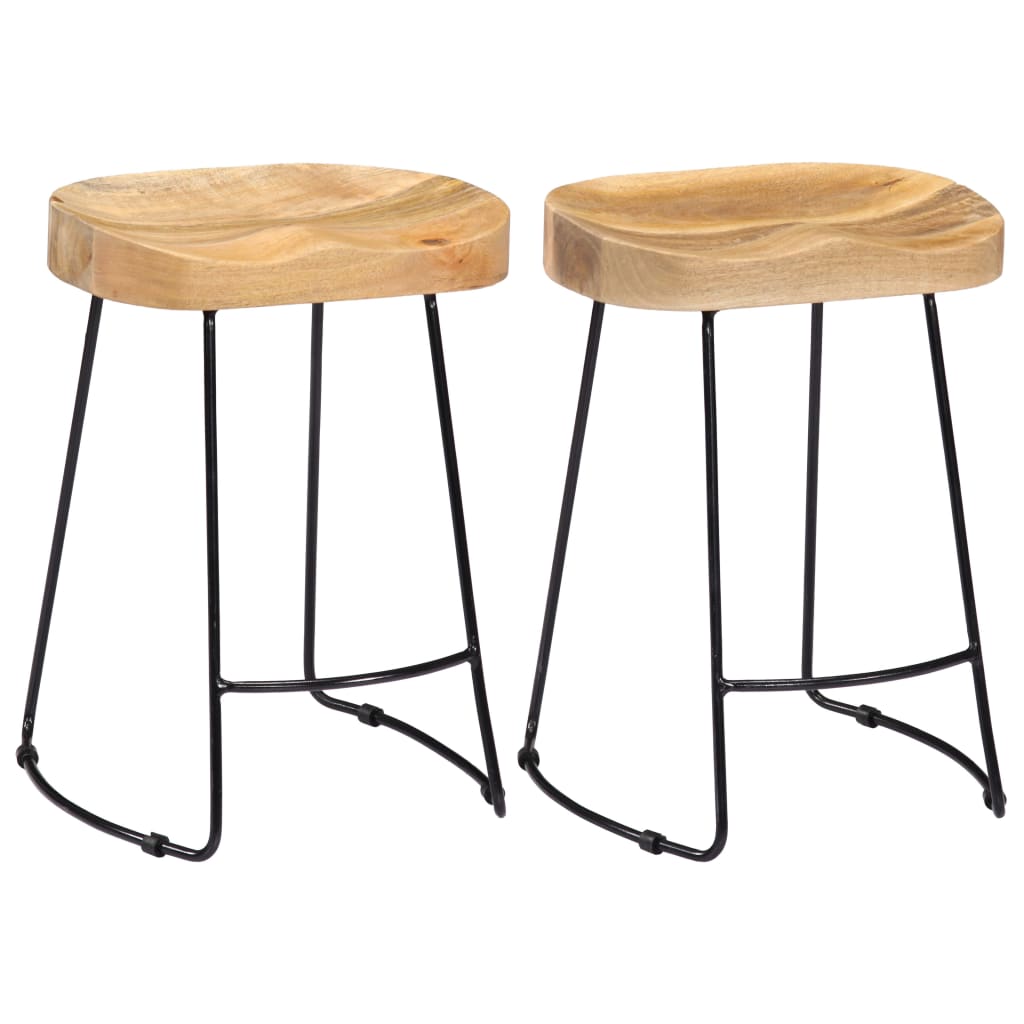 vidaXL Gavin Bar Stools 2 pcs. Solid Mango Wood