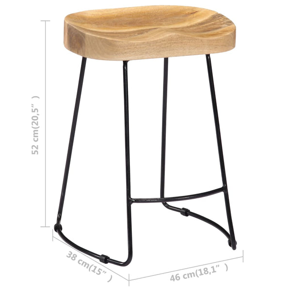 vidaXL Gavin Bar Stools 2 pcs. Solid Mango Wood