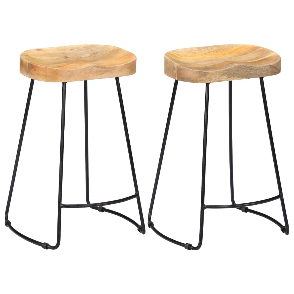 vidaXL Gavin Bar Stools 2 pcs. Solid Mango Wood