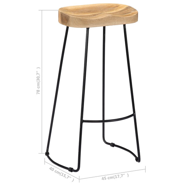 vidaXL Gavin Bar Stools 2 pcs. Solid Mango Wood