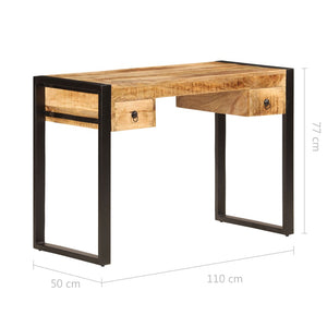 vidaXL Desk with 2 Drawers 110 x 50 x 77 cm Solid Mango Wood