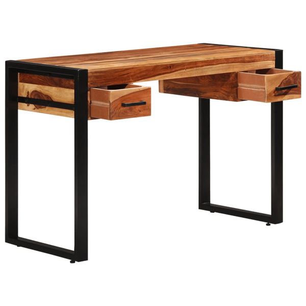 vidaXL Desk with 2 Drawers 110x50x77 cm Solid Acacia Wood