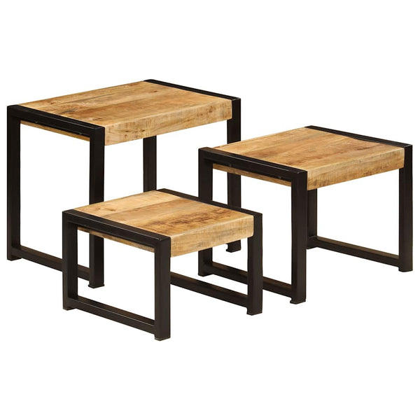 vidaXL Nesting Tables 3 pcs Solid Mango Wood