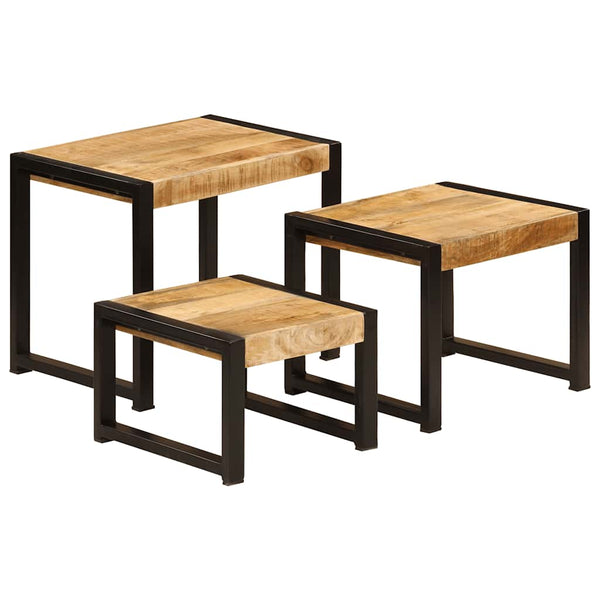vidaXL Nesting Tables 3 pcs Solid Mango Wood