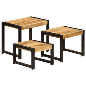 vidaXL Nesting Tables 3 pcs Solid Mango Wood