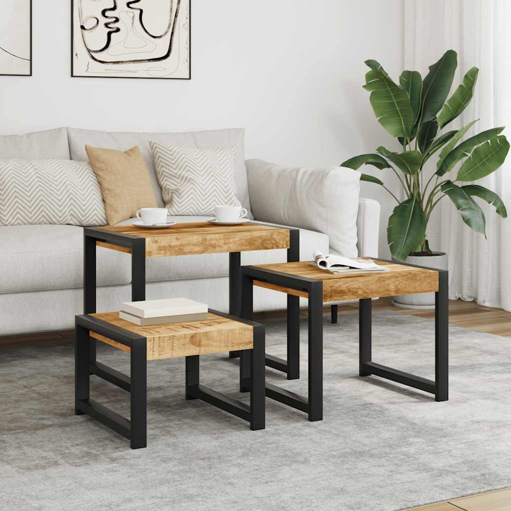 vidaXL Nesting Tables 3 pcs Solid Mango Wood