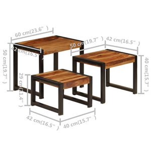 vidaXL Nesting Tables 3 pcs. Solid Acacia Wood