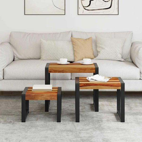 vidaXL Nesting Tables 3 pcs. Solid Acacia Wood