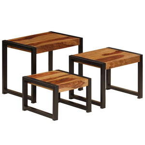 vidaXL Nesting Tables 3 pcs. Solid Acacia Wood