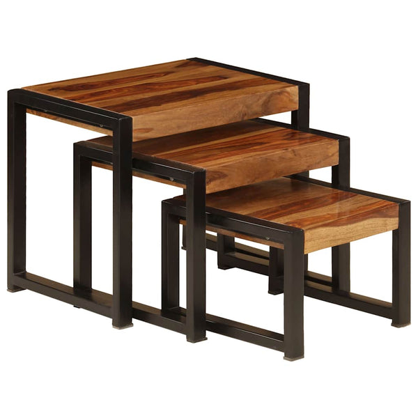 vidaXL Nesting Tables 3 pcs. Solid Acacia Wood