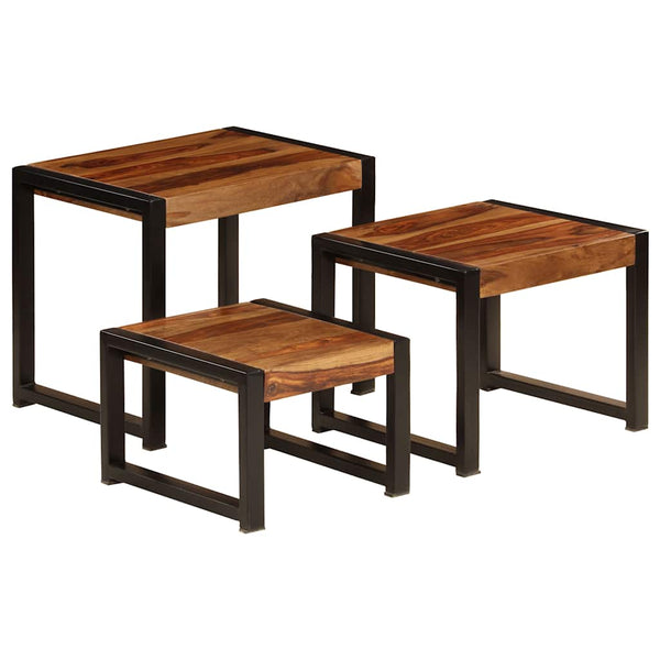 vidaXL Nesting Tables 3 pcs. Solid Acacia Wood