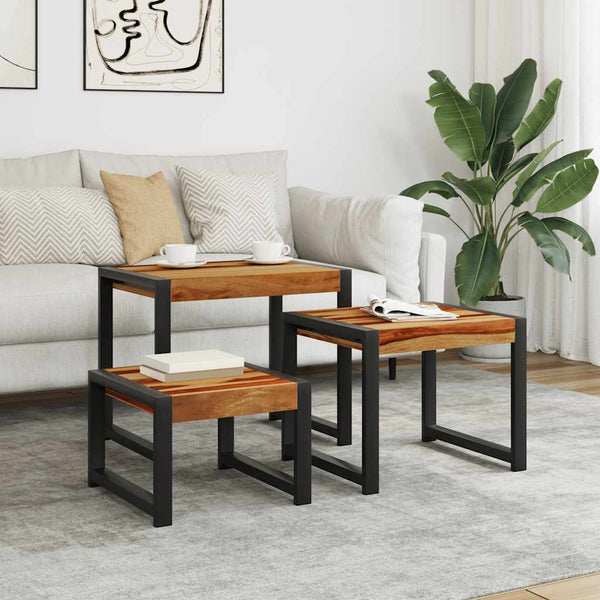vidaXL Nesting Tables 3 pcs. Solid Acacia Wood