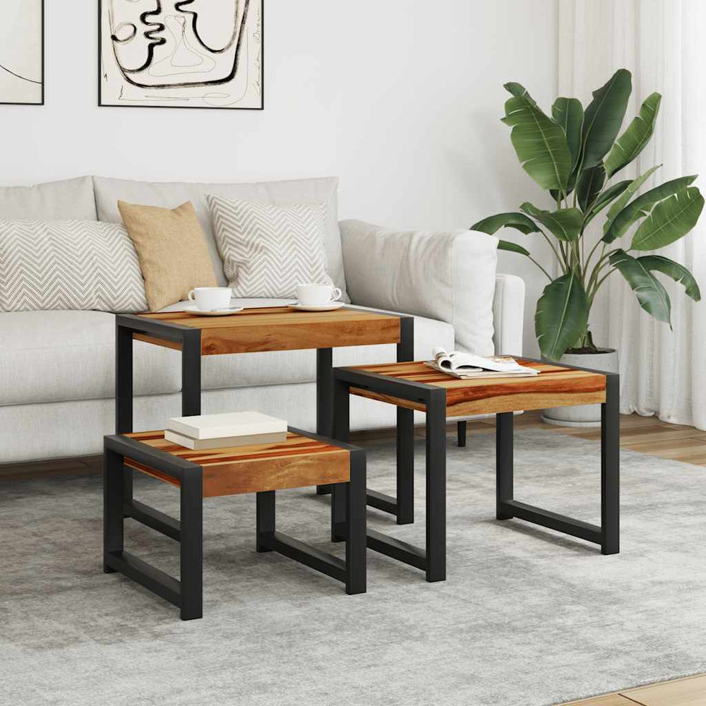 vidaXL Nesting Tables 3 pcs. Solid Acacia Wood