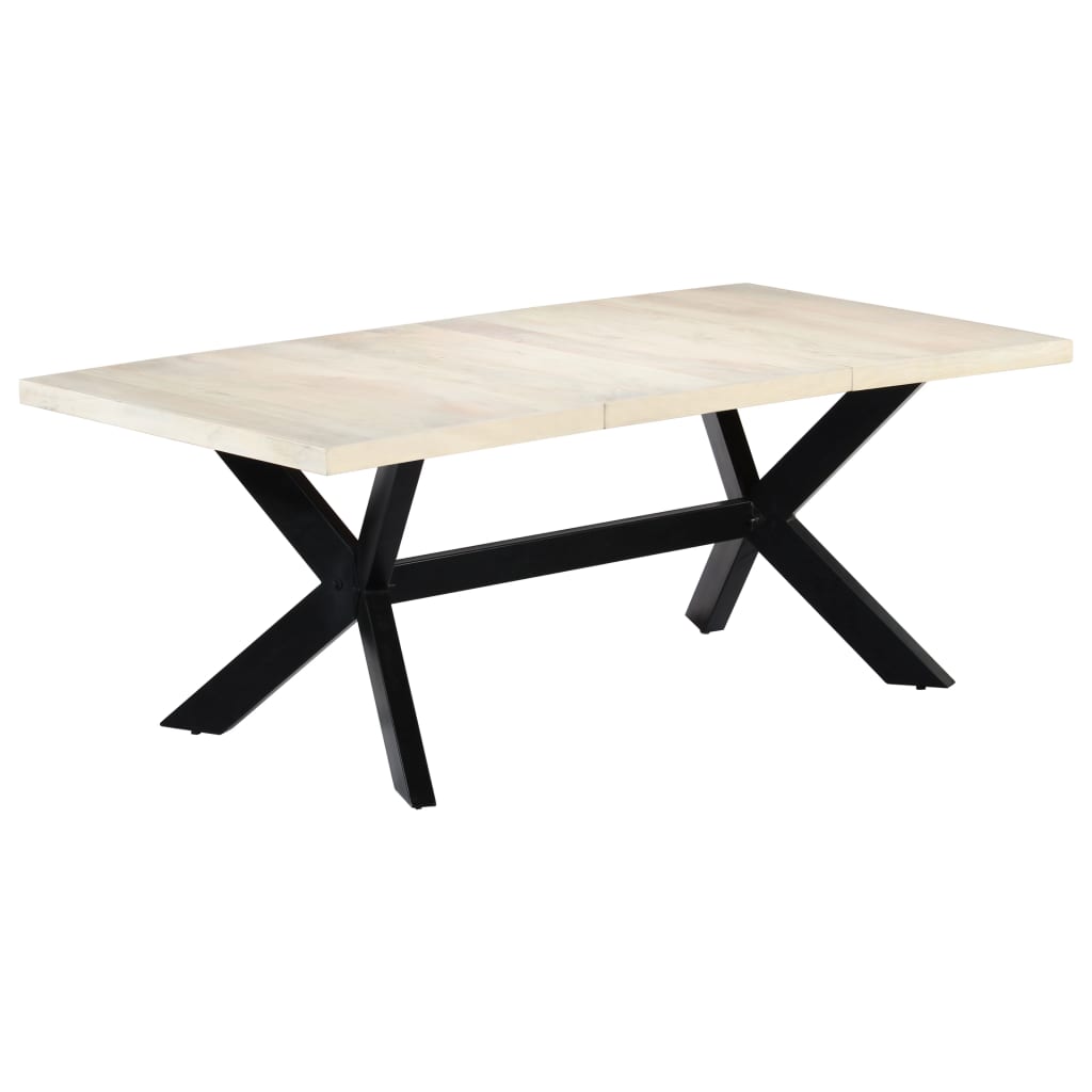 vidaXL Dining Table White 200×100×75 cm Solid Mango Wood