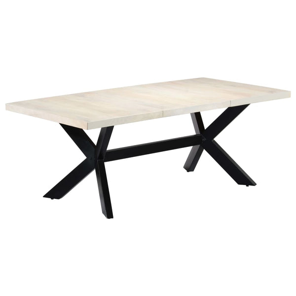 vidaXL Dining Table White 200×100×75 cm Solid Mango Wood