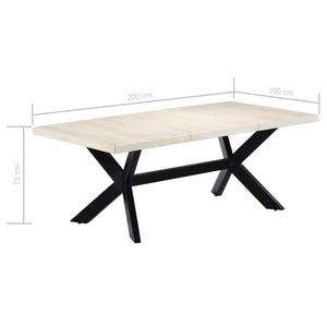 vidaXL Dining Table White 200×100×75 cm Solid Mango Wood