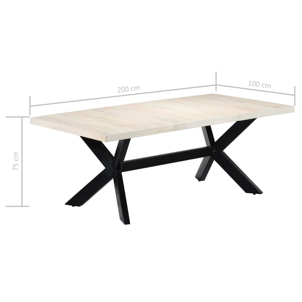 vidaXL Dining Table White 200×100×75 cm Solid Mango Wood