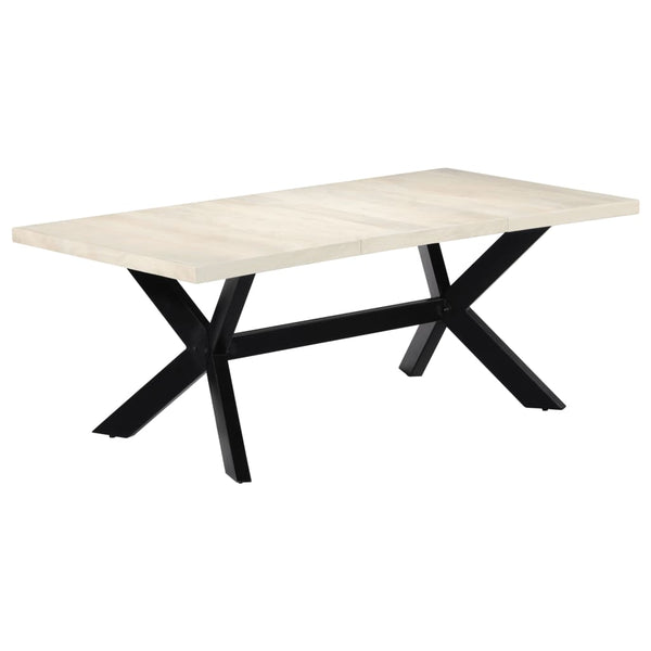vidaXL Dining Table White 200×100×75 cm Solid Mango Wood