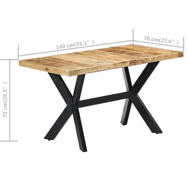 vidaXL Dining Table 140x70x75 cm Rough Mango Wood