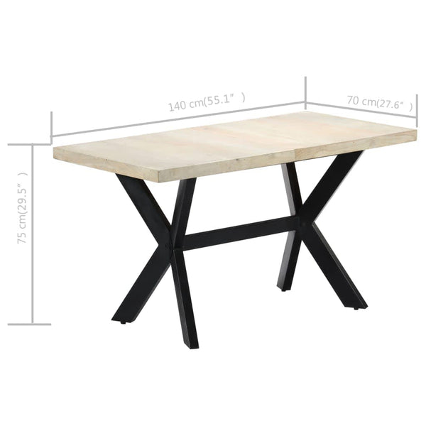 vidaXL Dining Table 140x70x75 cm Solid Mango Wood Bleached