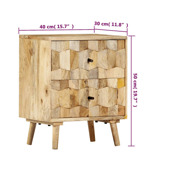 vidaXL Nightstand 40x30x50 cm Solid Mango Wood
