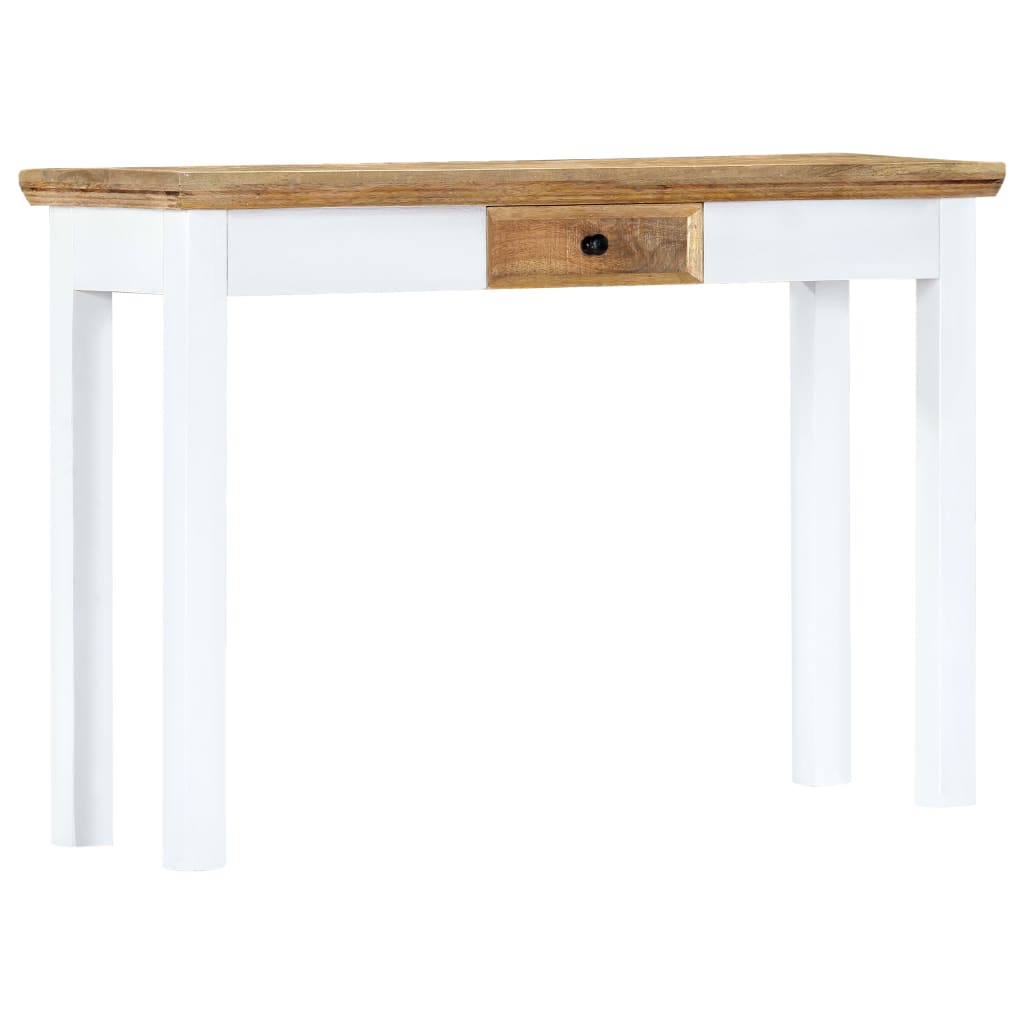 vidaXL Console Table White and Brown 110 x 35 x 75 cm Solid Mango Wood