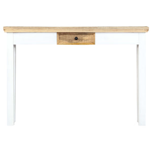 vidaXL Console Table White and Brown 110 x 35 x 75 cm Solid Mango Wood