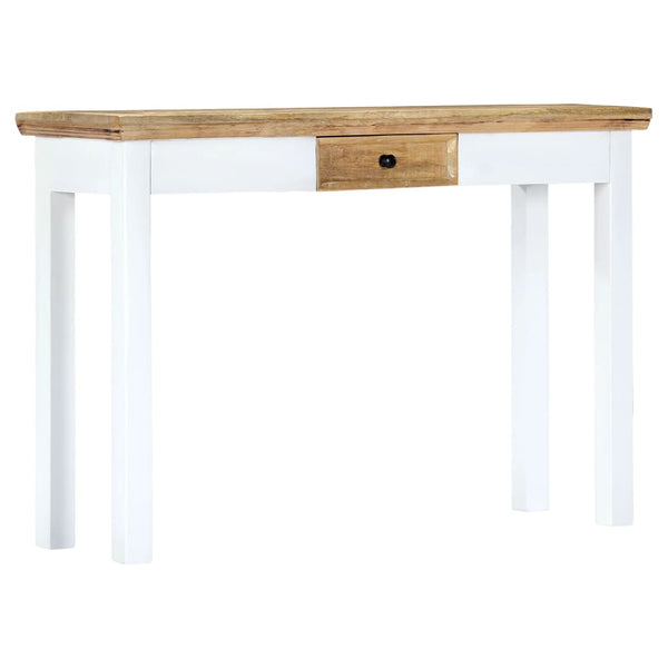 vidaXL Console Table White and Brown 110 x 35 x 75 cm Solid Mango Wood