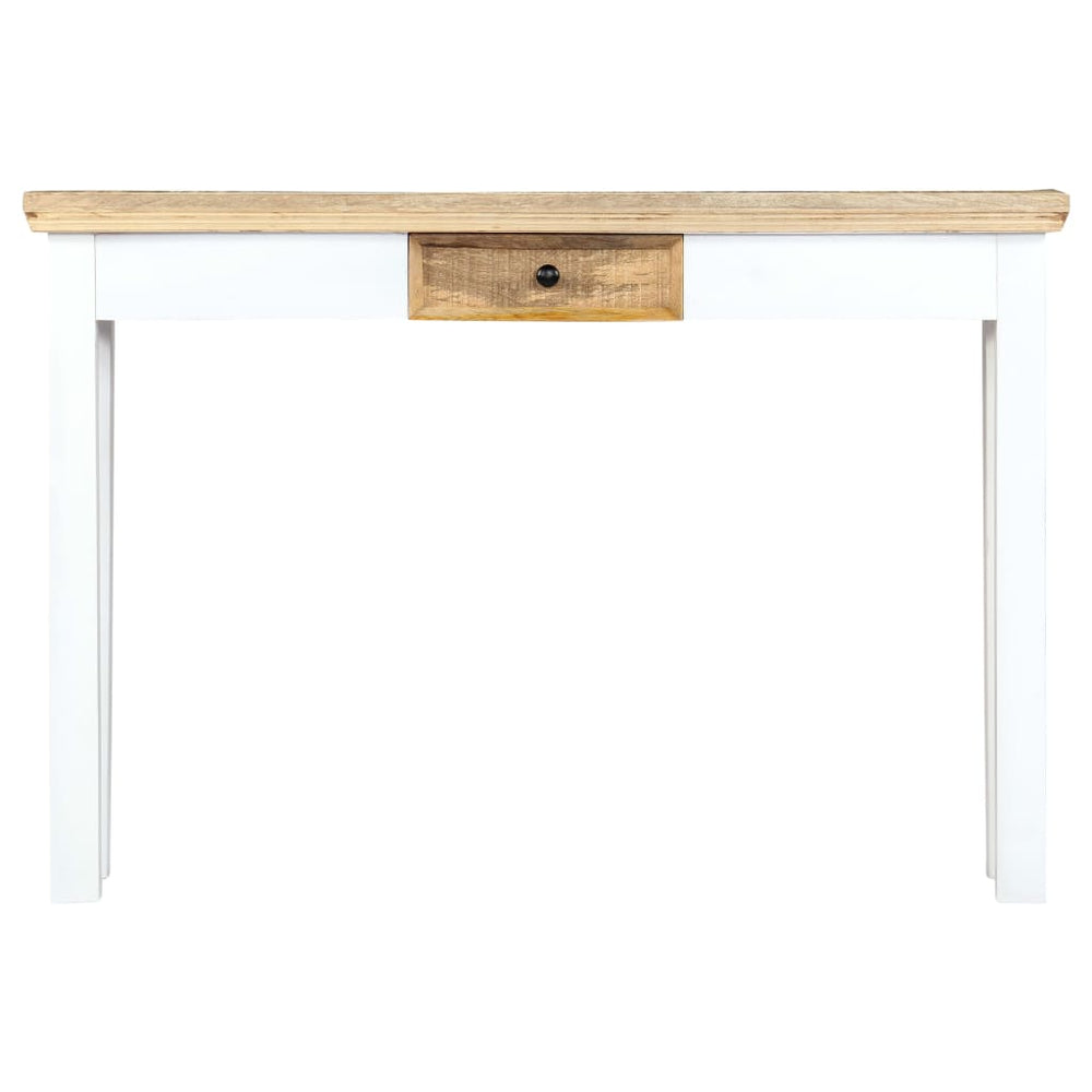 vidaXL Console Table White and Brown 110 x 35 x 75 cm Solid Mango Wood