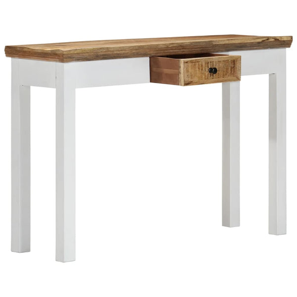 vidaXL Console Table White and Brown 110 x 35 x 75 cm Solid Mango Wood