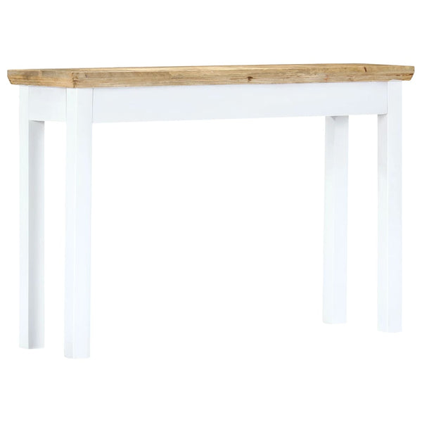 vidaXL Console Table White and Brown 110 x 35 x 75 cm Solid Mango Wood