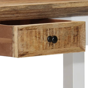 vidaXL Console Table White and Brown 110 x 35 x 75 cm Solid Mango Wood