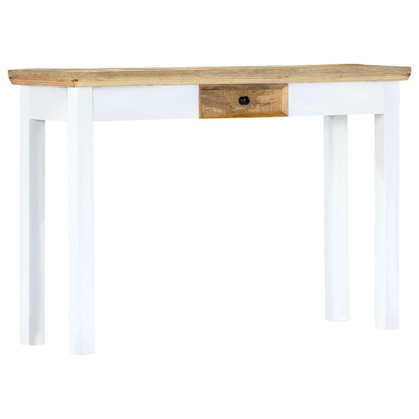 vidaXL Console Table White and Brown 110 x 35 x 75 cm Solid Mango Wood