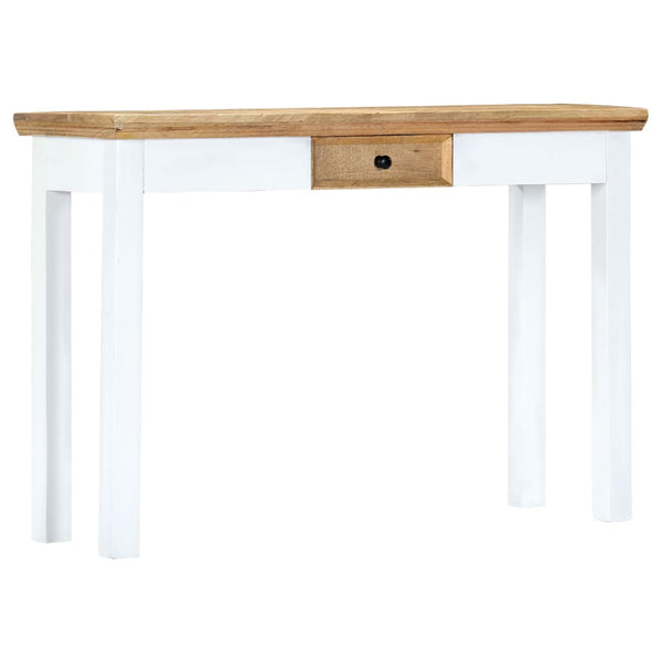 vidaXL Console Table White and Brown 110 x 35 x 75 cm Solid Mango Wood