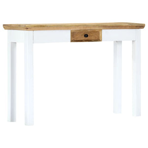 vidaXL Console Table White and Brown 110 x 35 x 75 cm Solid Mango Wood