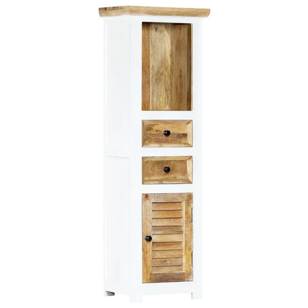 vidaXL Highboard White and Brown 40x30x128 cm Solid Mango Wood