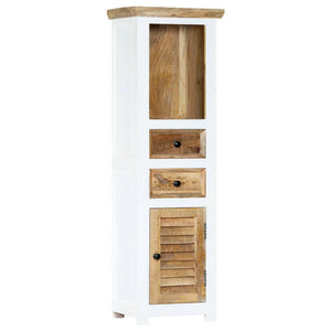 vidaXL Highboard White and Brown 40x30x128 cm Solid Mango Wood