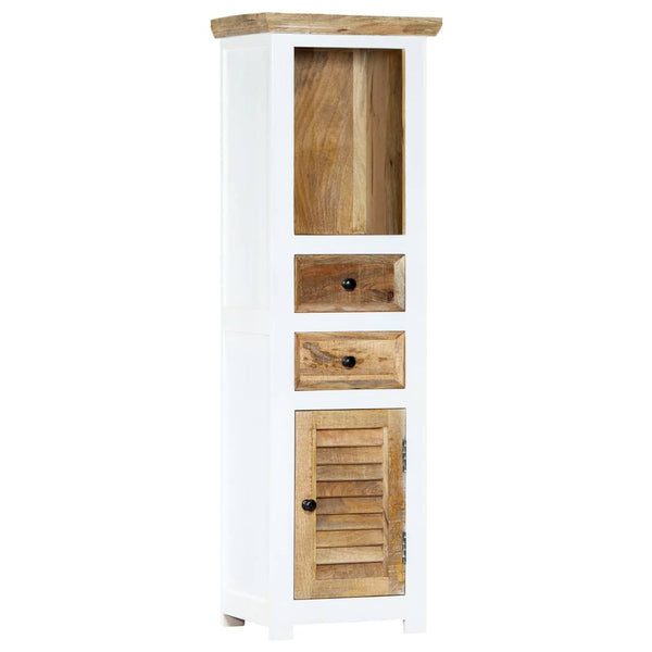 vidaXL Highboard White and Brown 40x30x128 cm Solid Mango Wood