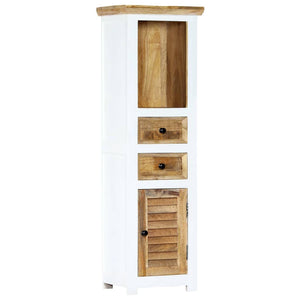 vidaXL Highboard White and Brown 40x30x128 cm Solid Mango Wood