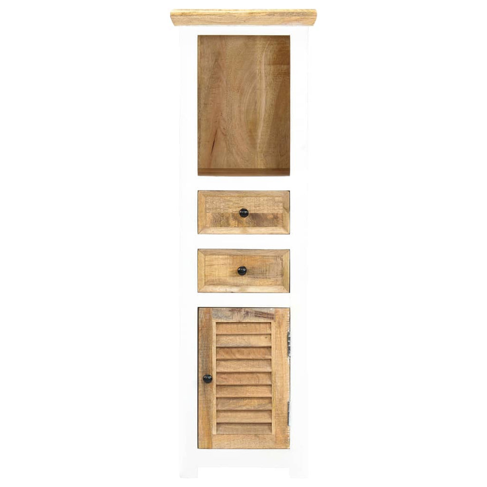 vidaXL Highboard White and Brown 40x30x128 cm Solid Mango Wood
