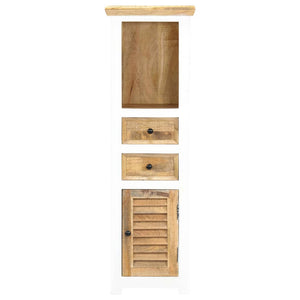 vidaXL Highboard White and Brown 40x30x128 cm Solid Mango Wood