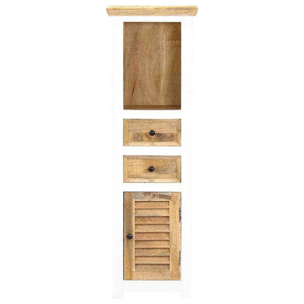 vidaXL Highboard White and Brown 40x30x128 cm Solid Mango Wood