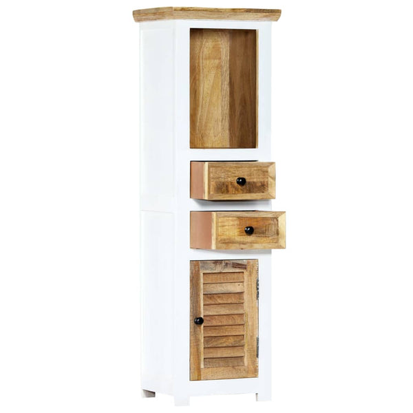 vidaXL Highboard White and Brown 40x30x128 cm Solid Mango Wood