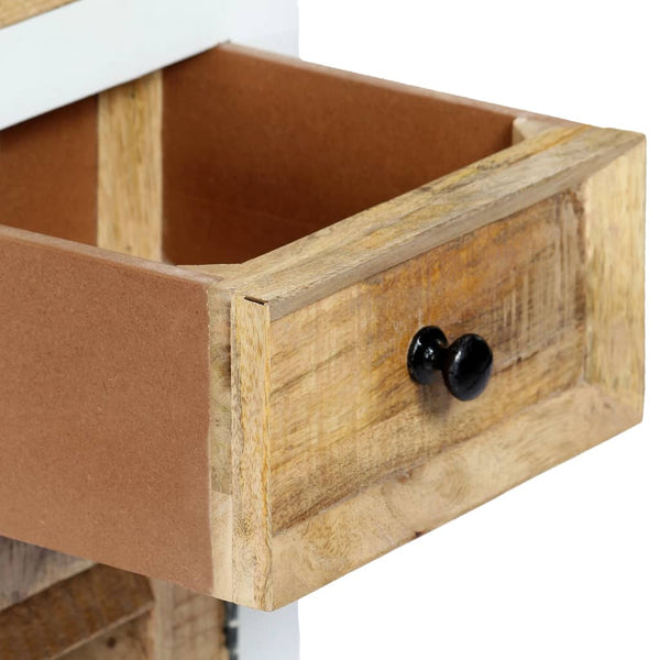 vidaXL Highboard White and Brown 40x30x128 cm Solid Mango Wood