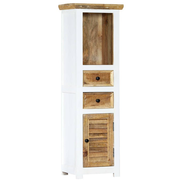 vidaXL Highboard White and Brown 40x30x128 cm Solid Mango Wood